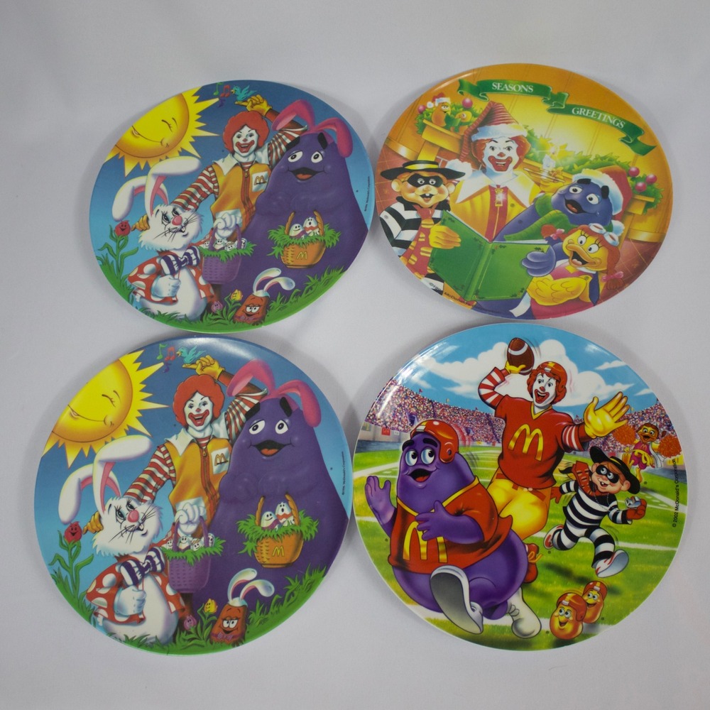 Vintage 90s Y2K McDonald's Melamine Collectible Plates Set of 4 Ronald Grimace